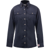 Navy blue button-down shirt with pockets.