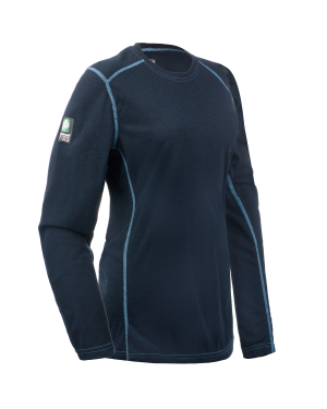 Navy blue thermal long-sleeve shirt with logo.